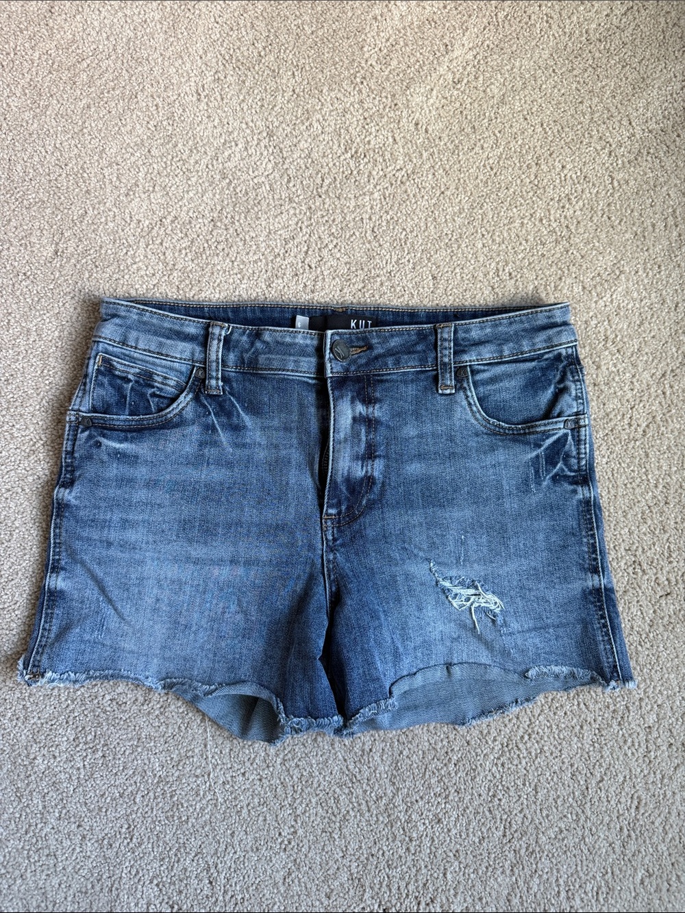 Kut from the Kloth Medium Blue Distressed Denim Shorts
